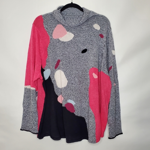 Nic + Zoe Abstract Intarsia Sweater Size 3X Soft Long Sleeve Turtleneck Knit NEW - Picture 2 of 13